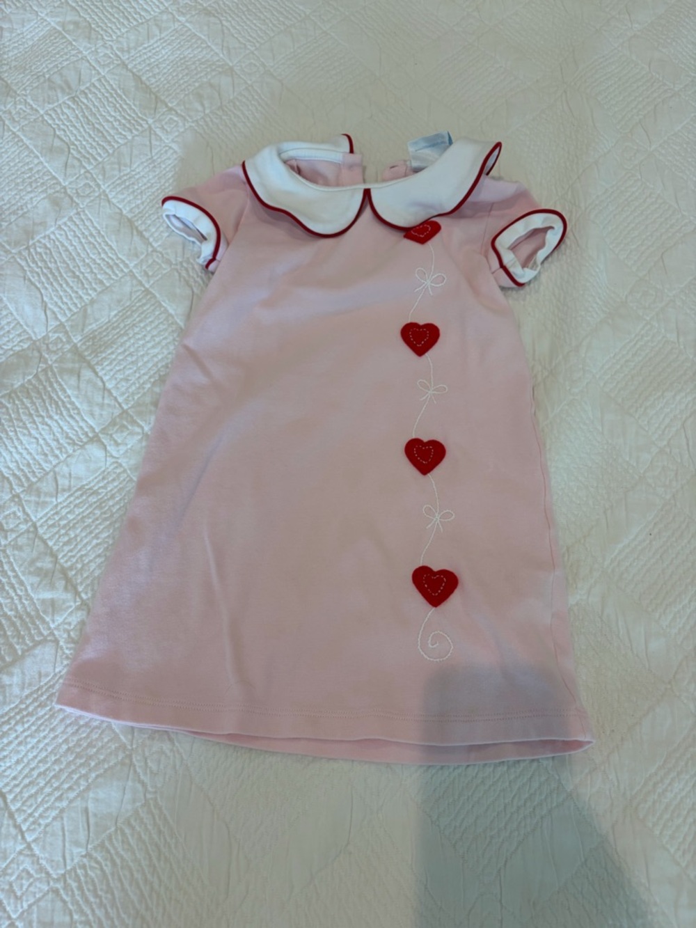 Little English Pink Dress with Red Heart Accents